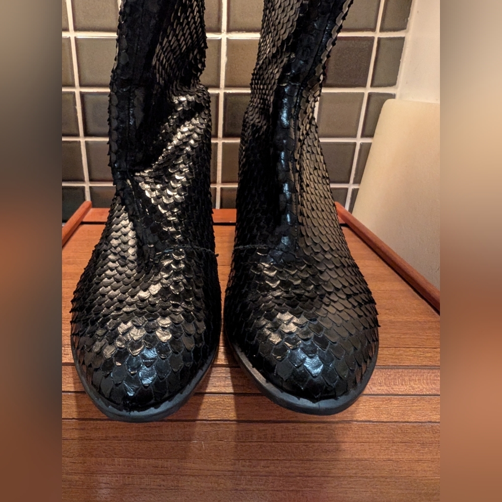 NWOT Ecco Shape 55 Leather Snakeskin Effect Boots,40 - Picture 2 of 8